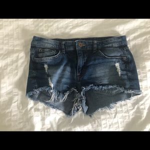Dark wash denim shorts